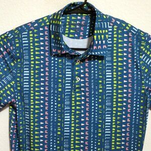 Chubbies Shirt Mens Medium Short Sleeve Golf Performance Polo Green Blue